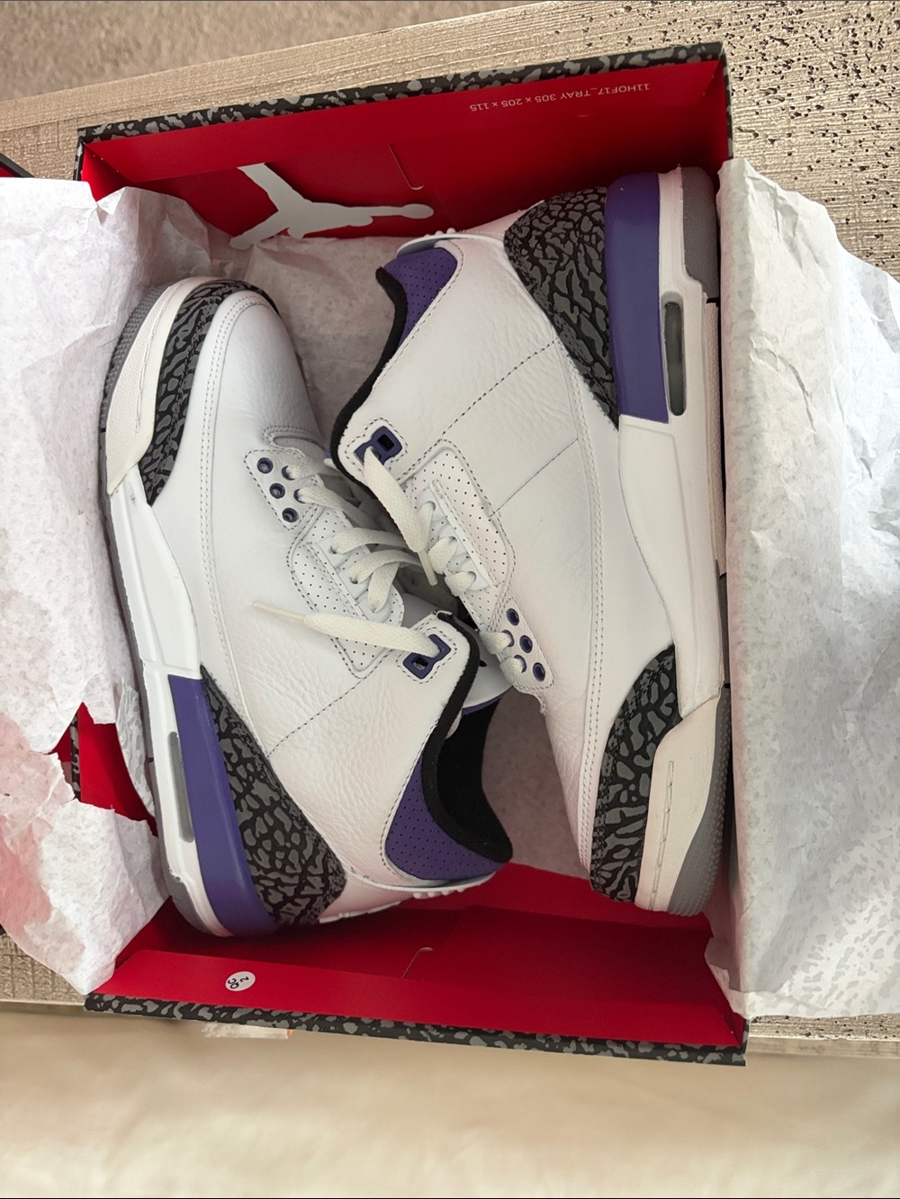 Nike White and Purple Retro Elephant Print Sneakers